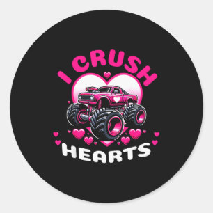 Adesivo Redondo Cute Hearts Monster Truck Meninos T de Valentim