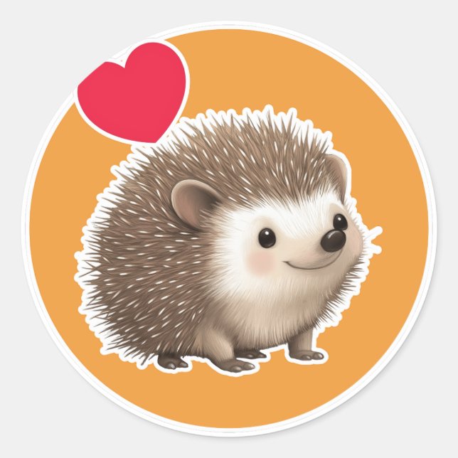 Adesivo Redondo Cute Hedgehog (Frente)