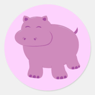 Adesivo Redondo Cute Hippo