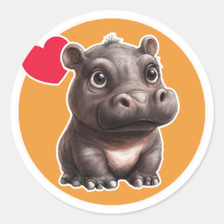 Adesivo Redondo Cute Hippo