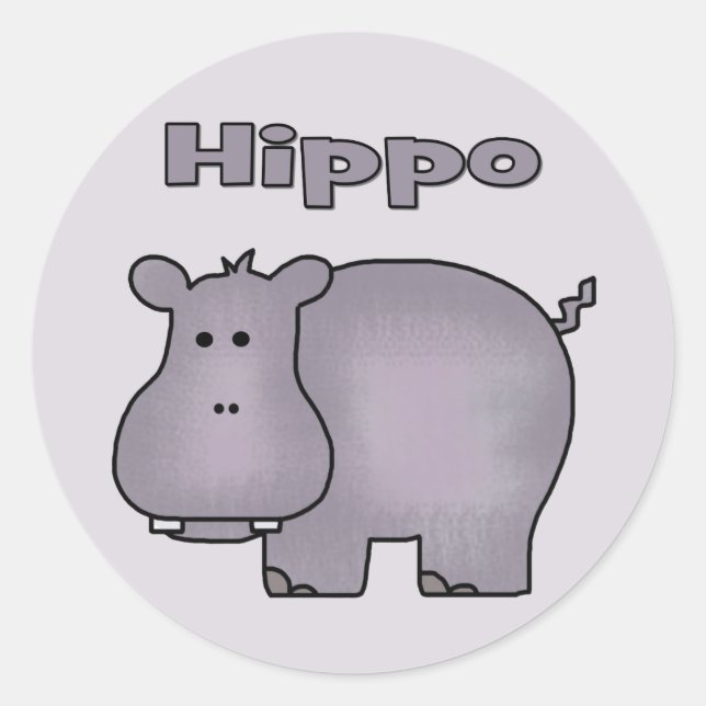 Adesivo Redondo Cute Hippo (Frente)