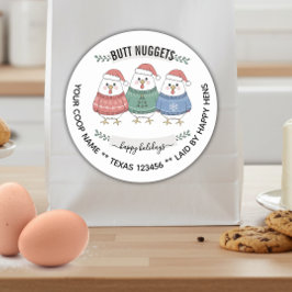 Adesivo Redondo Cute Holiday BUTT NUGGETS egg carton label