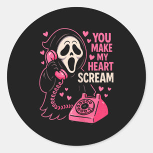 Adesivo Redondo Cute Horror Assustador Faça Meu Coração Gritar Dia