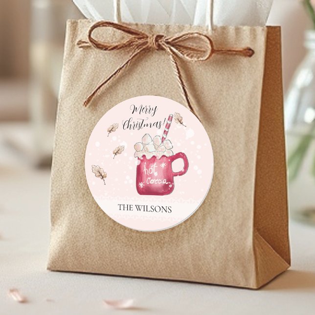 Adesivo Redondo Cute Hot Cocoa Holiday Illustration (Criador carregado)