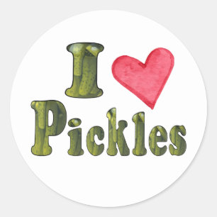 Adesivo Redondo Cute I Love Heart Pickles