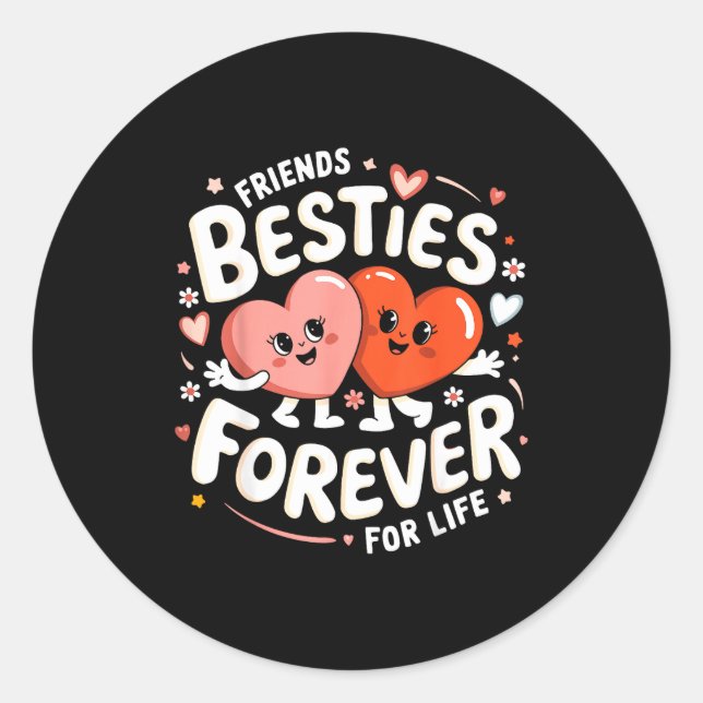 Adesivo Redondo Cute Ies Forever Hearts Friendship Girls Valentine (Frente)