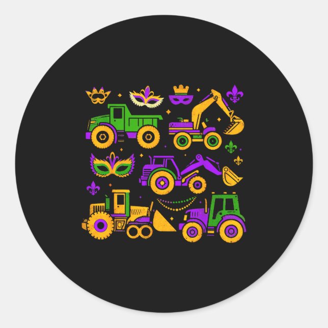 Adesivo Redondo Cute Irish Construction Truck Crane Toddler Boys M (Frente)