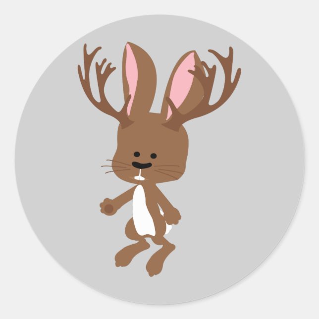 Adesivo Redondo Cute Jackalope (Frente)