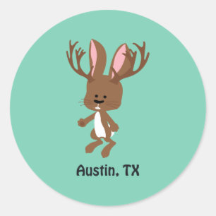 Adesivo Redondo Cute Jackalope - Austin, Texas