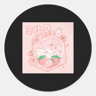 Adesivo Redondo Cute Japanese Kawaii Anime Aesthetic Pink Strawber