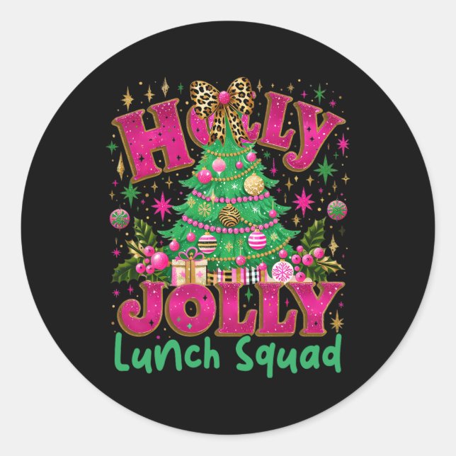 Adesivo Redondo Cute Jolly Lunch Squad Funny Lunch Lady Christmas  (Frente)
