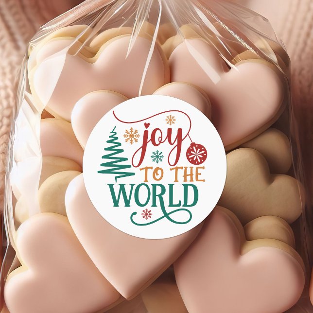Adesivo Redondo Cute 'Joy to the World' Christmas (Criador carregado)