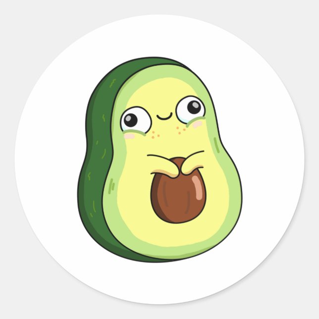 Adesivo Redondo Cute Kawaii Avocado (Frente)