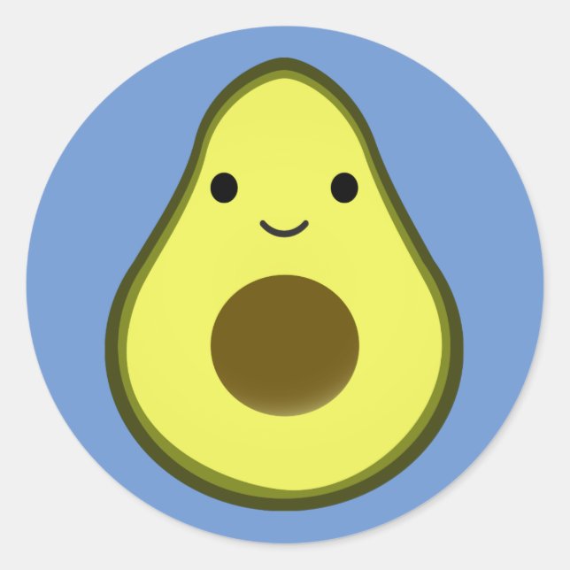 Adesivo Redondo Cute Kawaii Avocado (Frente)