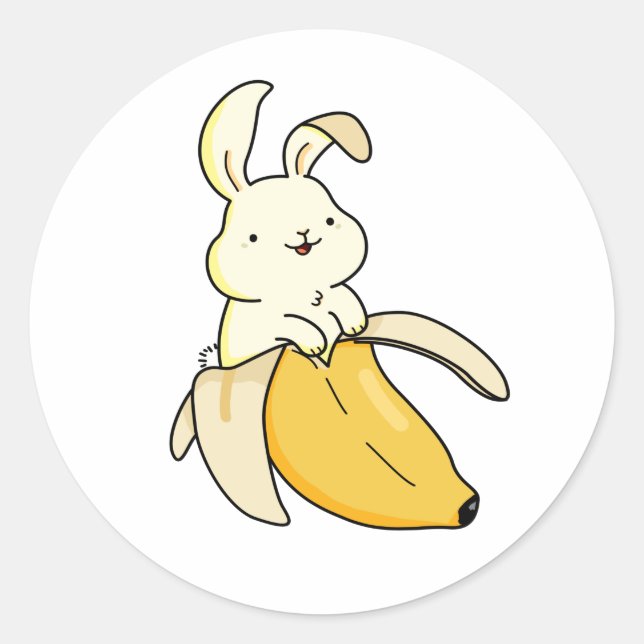 Adesivo Redondo Cute Kawaii Banana Bunny (Frente)