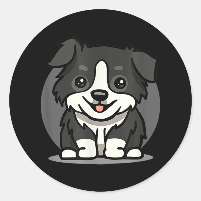 Adesivo Redondo Cute Kawaii Border Collie Chibi (Frente)
