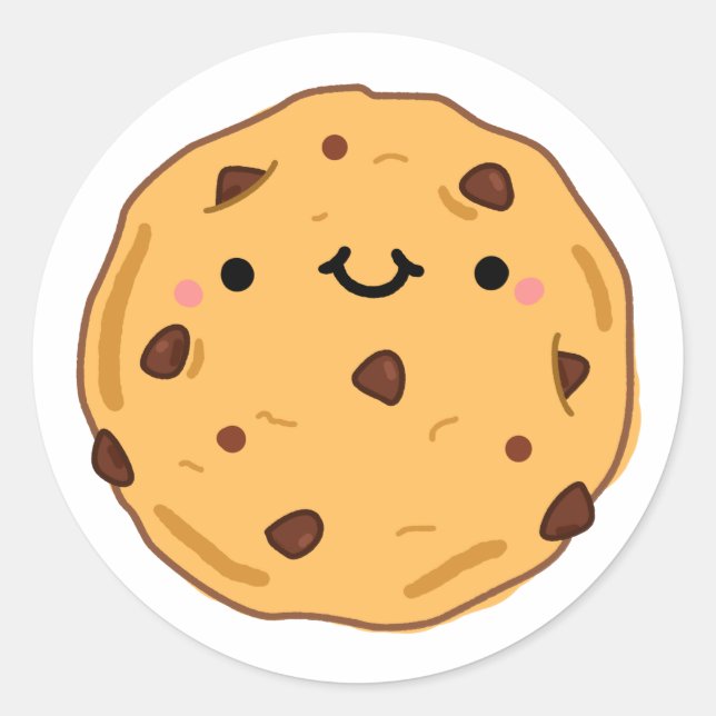 Adesivo Redondo Cute Kawaii Cookie (Frente)