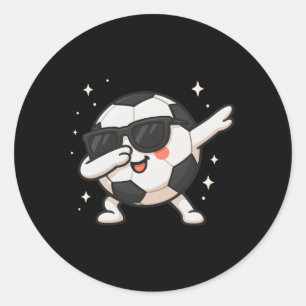 Adesivo Redondo Cute Kawaii Dabbing Futebol Byll Cartoon Ilustraçã