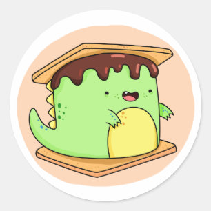 Adesivo Redondo Cute Kawaii Dino-smore