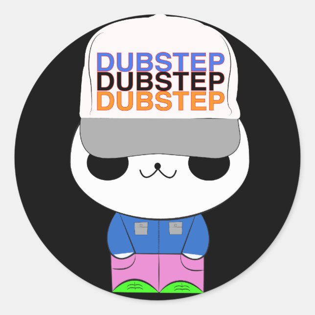 Adesivo Redondo Cute kawaii dubstep panda (Frente)