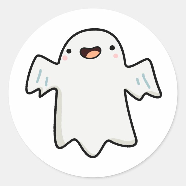 Adesivo Redondo Cute Kawaii Ghost (Frente)