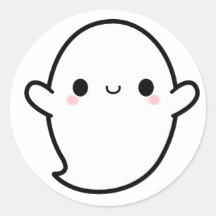 Adesivo Redondo Cute Kawaii Ghost Halloween