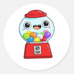 Adesivo Redondo Cute Kawaii Gumball Machine