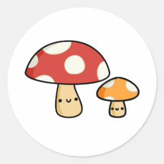 Adesivo Redondo Cute Kawaii Mushroom