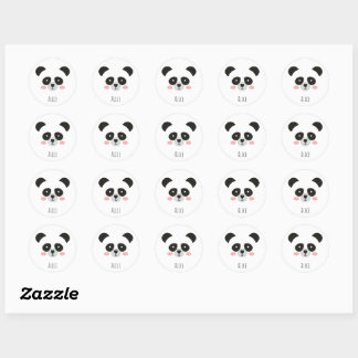 Adesivo Redondo Cute Kawaii Panda Sticker – Custom Name Stickers