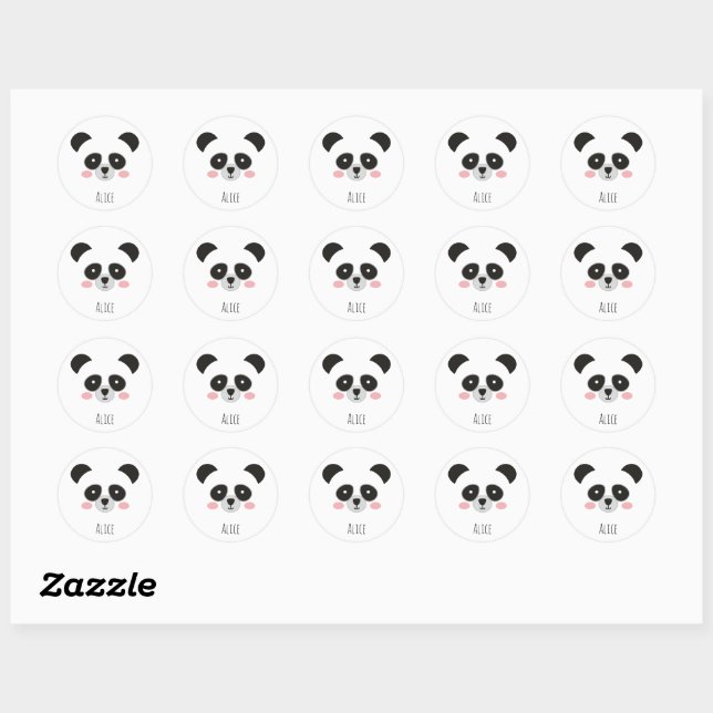 Adesivo Redondo Cute Kawaii Panda Sticker – Custom Name Stickers (Folha)
