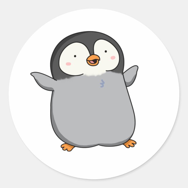 Adesivo Redondo Cute Kawaii Penguin (Frente)