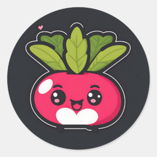Adesivo Redondo Cute Kawaii - Radish