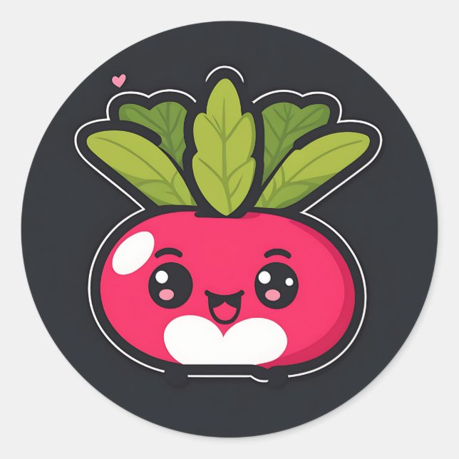 Adesivo Redondo Cute Kawaii - Radish (Frente)