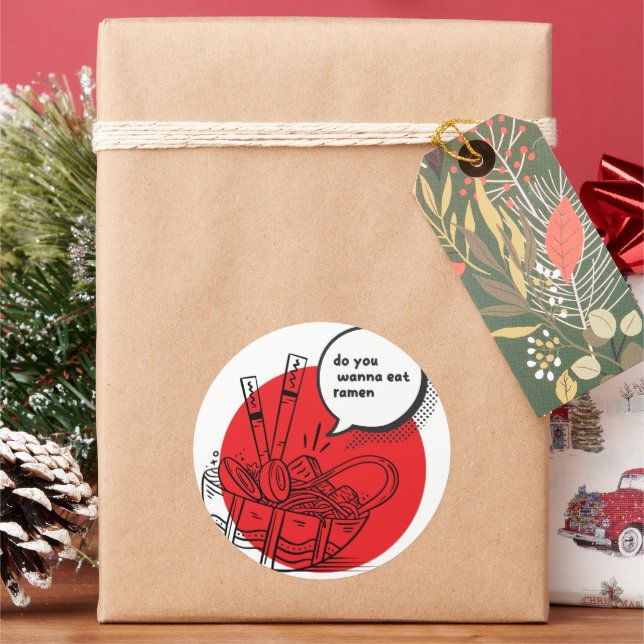 Adesivo Redondo Cute Kawaii Ramen - Funny Japanese Food  (Feriado)