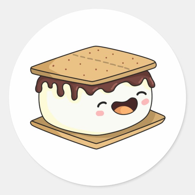 Adesivo Redondo Cute Kawaii Smore (Frente)