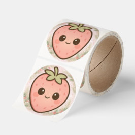 Adesivo Redondo Cute Kawaii Strawberry Sticker Roll