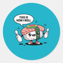 Adesivo Redondo Cute Kawaii Sushi com pinos de boliche