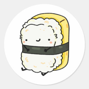 Adesivo Redondo Cute Kawaii Tamago Sushi