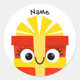 Adesivo Redondo Cute Kids Christmas Gift Sticker with Personalize