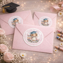Adesivo Redondo Cute Kindergarten Graduation Sticker Design
