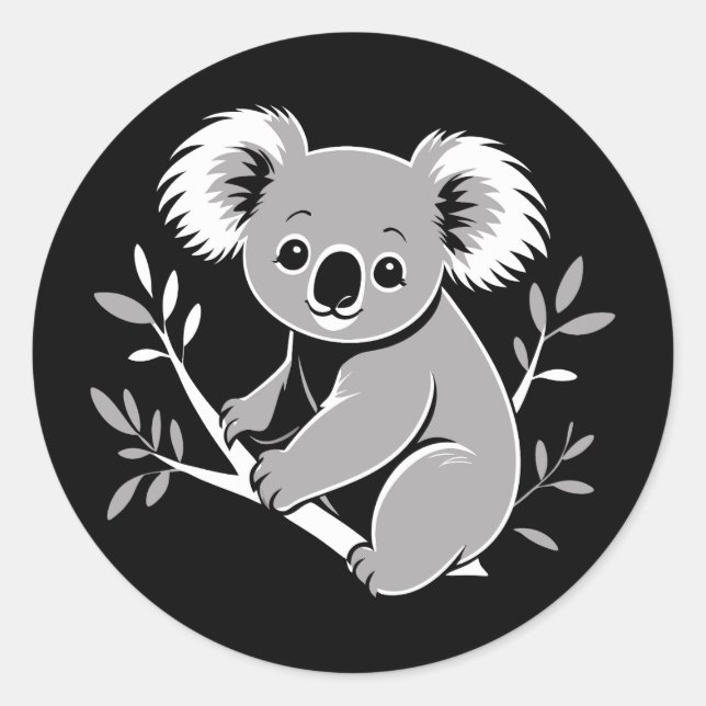 Adesivo Redondo Cute Koala (Frente)