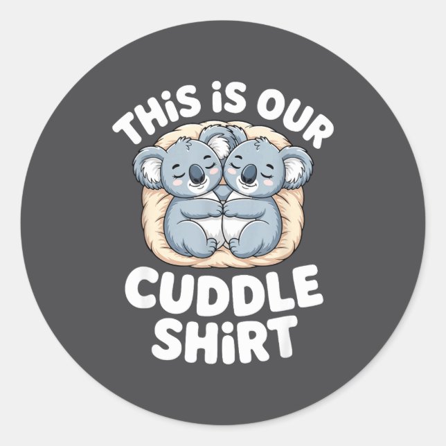 Adesivo Redondo Cute Koala Couple Nest This Is Our Cuddle  (Frente)