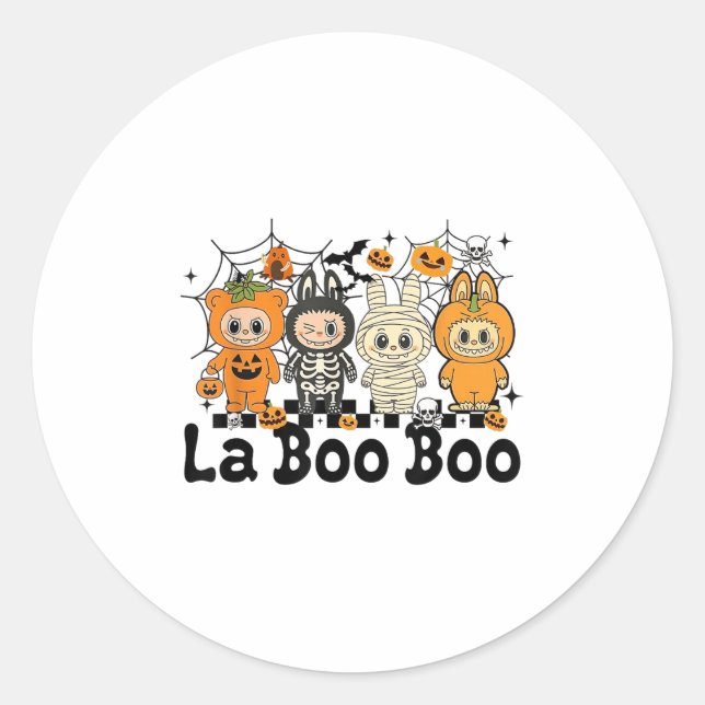 Adesivo Redondo Cute Laboo Boo Ghost Halloween Para Adultos E Cria (Frente)