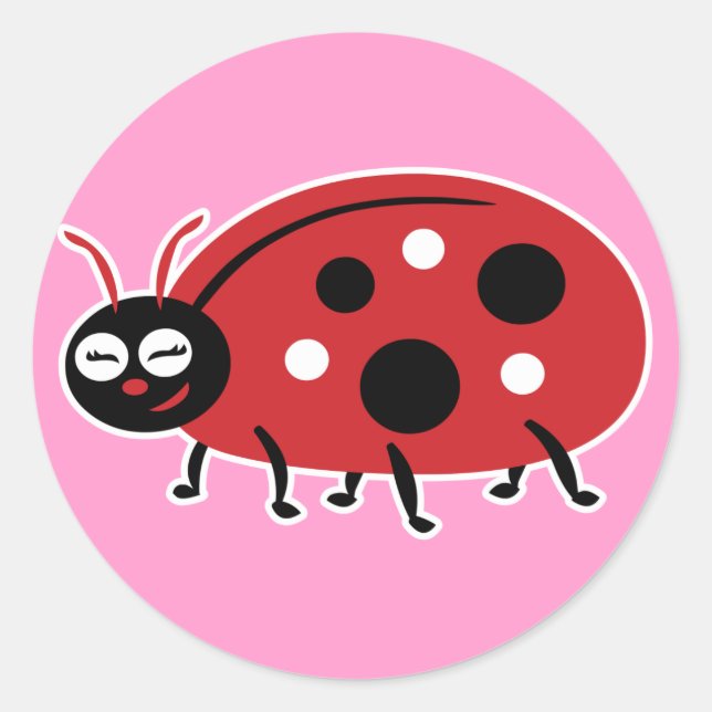 Adesivo Redondo Cute Ladybug (Frente)