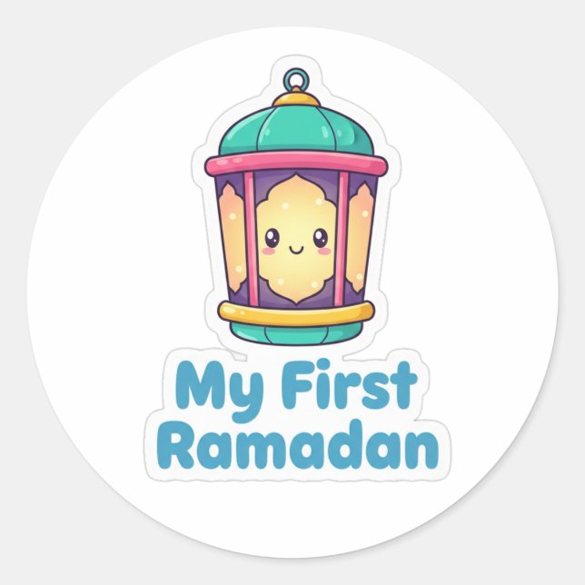 Adesivo Redondo Cute Lantern My First Ramadan Kids Sticker (Frente)