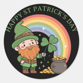 Adesivo Redondo Cute Leprechaun Gnomo