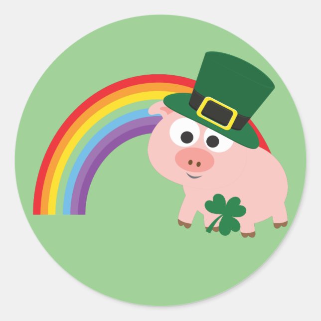 Adesivo Redondo Cute Leprechaun Pig (Frente)