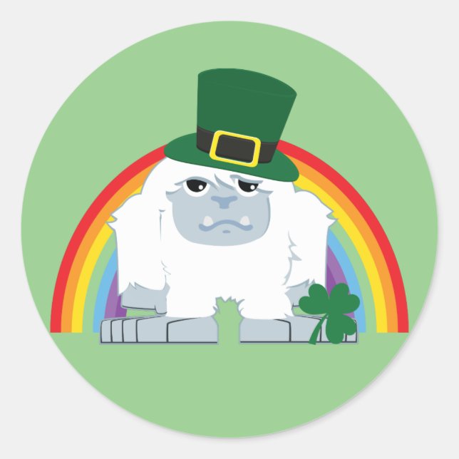Adesivo Redondo Cute Leprechaun Yeti (Frente)