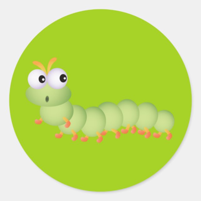 ADESIVO REDONDO CUTE LIGHT GREEN WORM FUNNON SURPRESS (Frente)