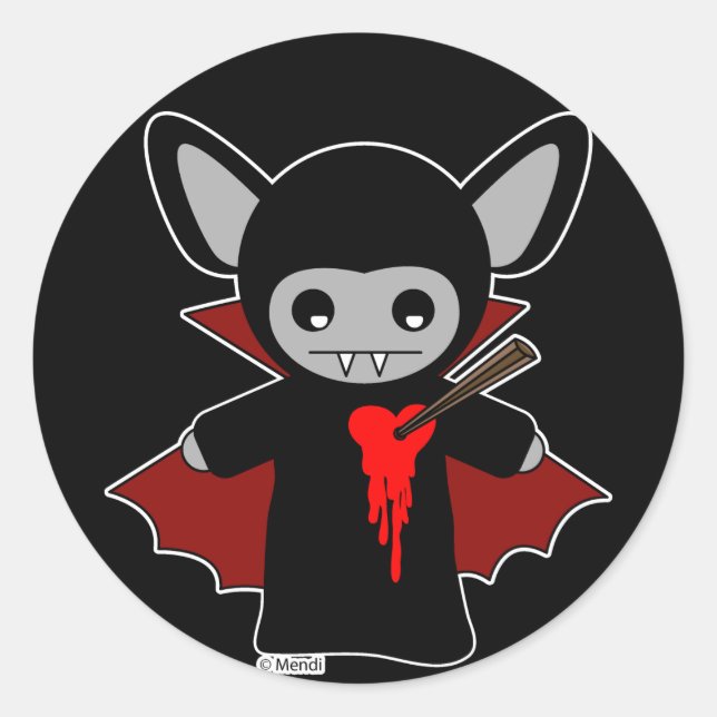 Adesivo Redondo Cute Lil Vampire Bat (Frente)